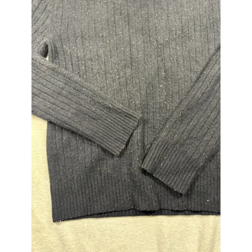 Banana Republic Men’s Large 100% Cashmere Sweater Black Cable Knit Crewneck